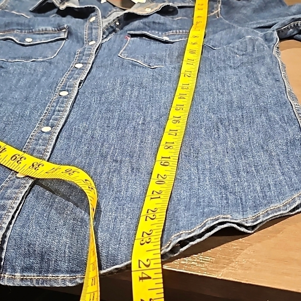 WOMEN'S Levi Strauss & Co Ultimate Western Cotton Denim Shirt Sz M L - Picture 9 of 13
